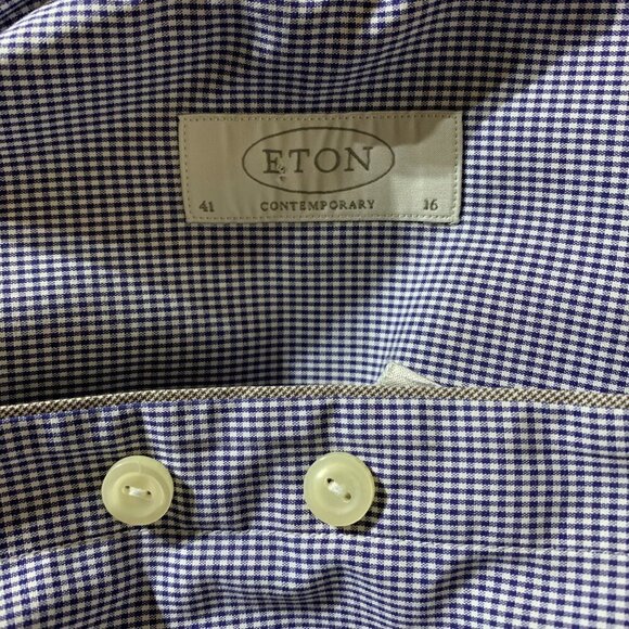 Eton Contemporary Check Button Down Dress Shirt - Picture 6 of 11